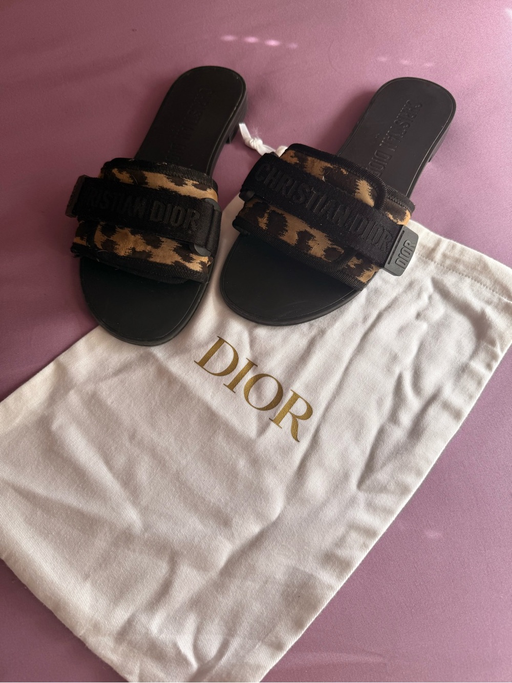 Dior Black and Brown Camouflage Logo Strap Slide Sandals - Picture 2 of 3